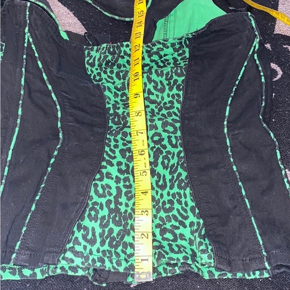 Green Leopard Print Tripp NYC Corset/Halter Top - Zips up the Front, Very Sexy - Picture 9 of 14